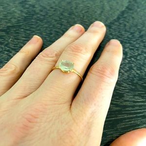 Green Amethyst Solitaire Ring
